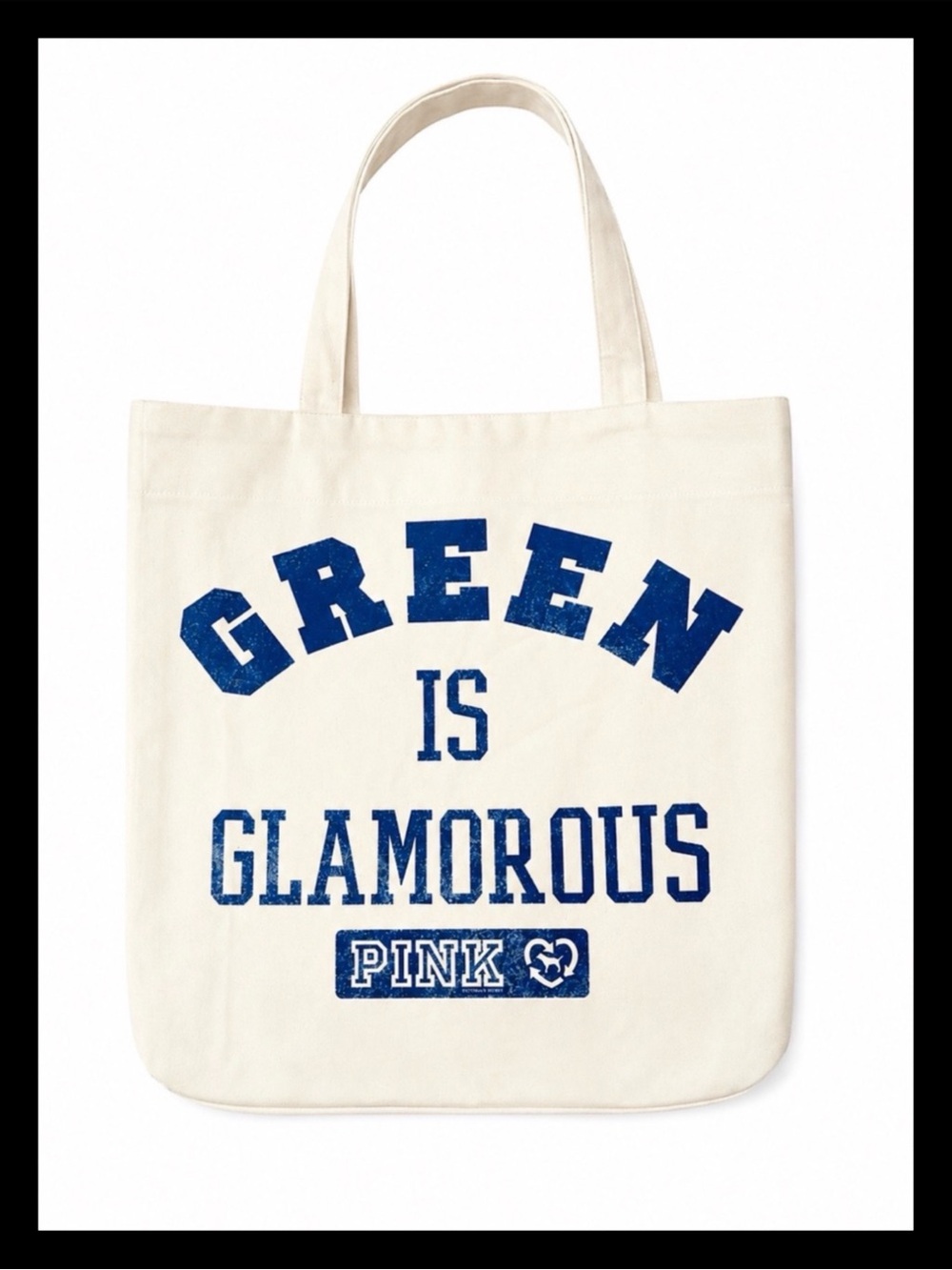 💕ⓅⒾⓃⓀ ⓋⓈ Y2K “GREEN IS GLAMOROUS” Canvas Tote Bag✨NWT✨💕